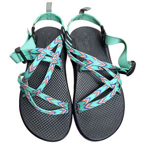 Chaco Big Kids ZX1 Ecotread Sandals Mint Leaf Size 5 Green Purple Girls Shoes